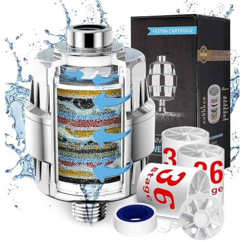36 Stage Shower Filter with Vitamin C E for Hard Water with 3 Cartridges