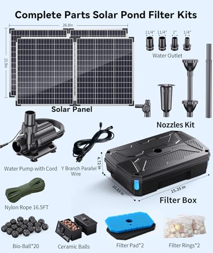 Solar Pond Filter & 1600GPH Pump Kit