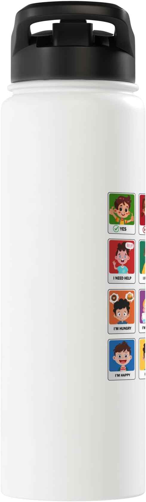 Autism Communication Cards Kids Emotions Speech Therapy AAC Stainless Steel Insulated Water Bottle