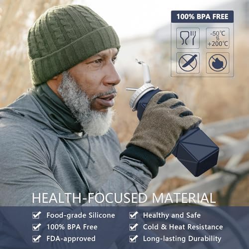 Collapsible Water Bottles with Straw 21 oz (4 Count)