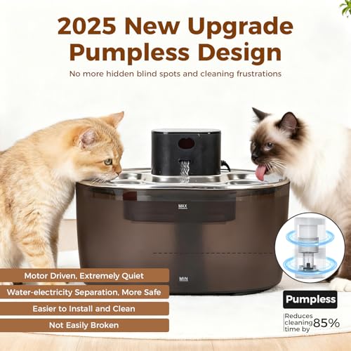 Pumpless Cat Water Fountain Stainless Steel