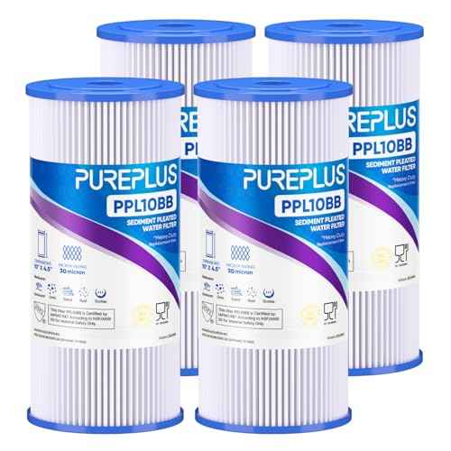 30 Micron 10" x 4.5" Whole House Pleated Sediment Filter for Well Water (4 Count)