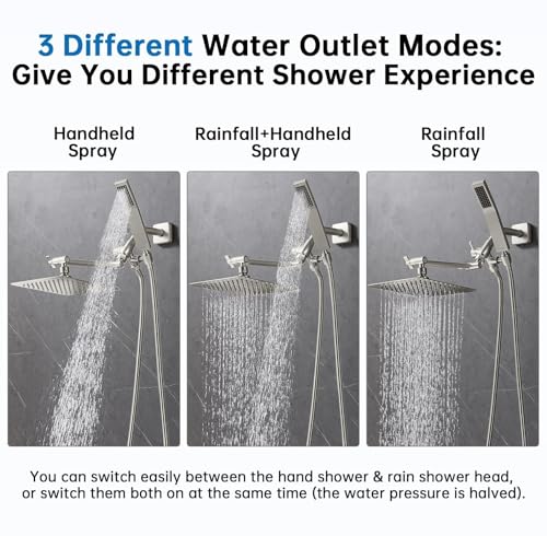 All Metal 10" Dual Square Shower Head Combo