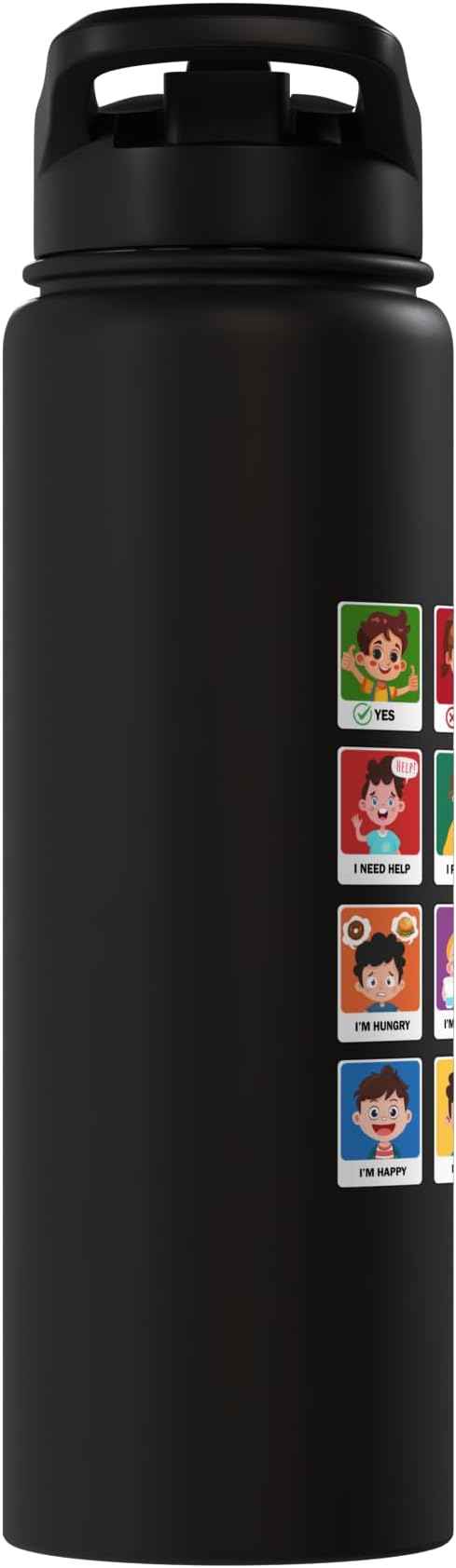Autism Communication Cards Kids Emotions Speech Therapy AAC Stainless Steel Insulated Water Bottle