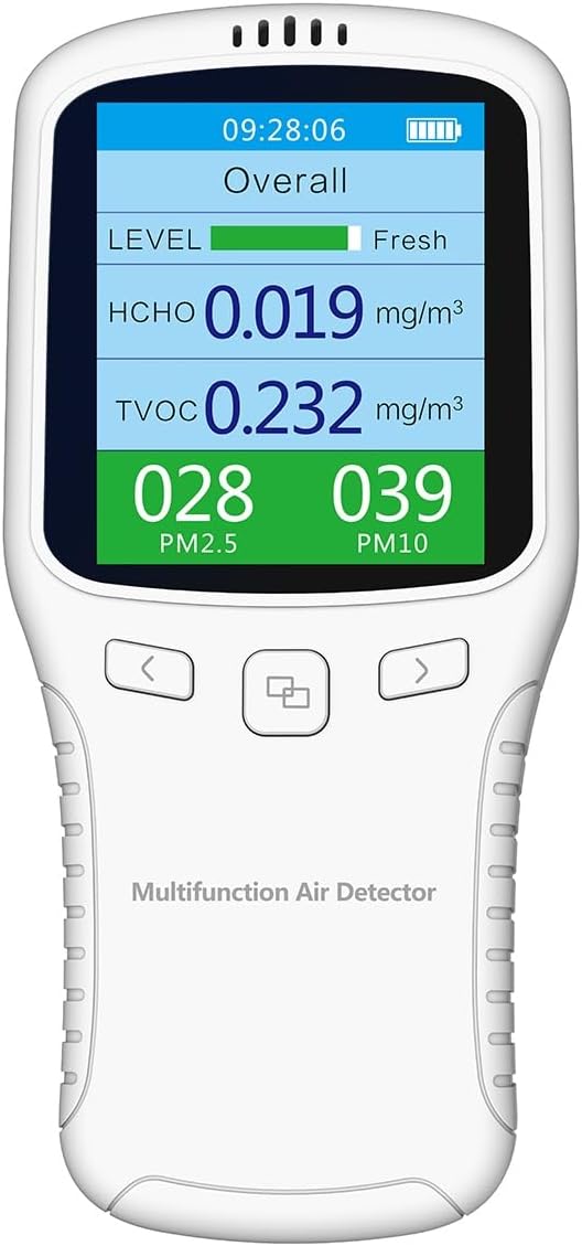 Air Quality Monitor Indoor, 5 in 1 Formaldehyde Detector, voc Meter, Detect Indoor HCHO,TVOC,AQI,PM2.5,PM10. Colorful LCD Screen & USB Charging