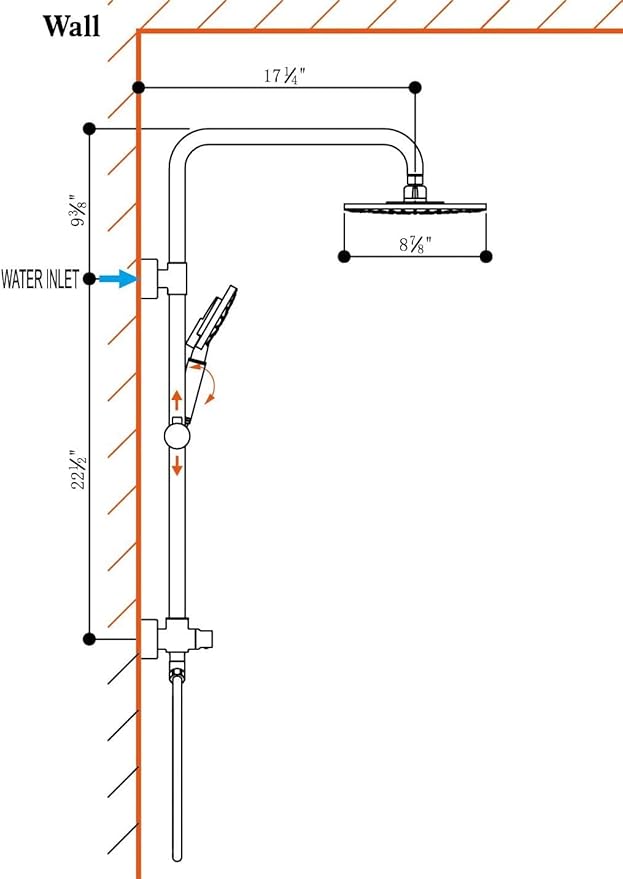 BRIGHT SHOWERS Rain Shower Heads System with High Output Shower Filter for Hard Water, Brushed Nickel