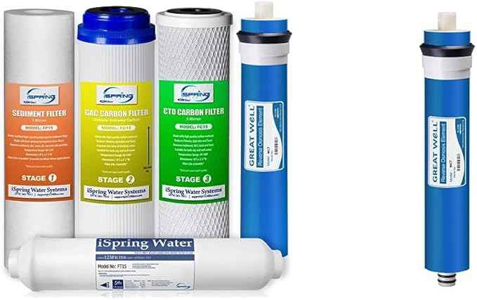 iSpring F5-75 Reverse Osmosis Replacement Water Filter Pack Set for 5-Stage System with 75 GPD RO Membrane (iSpring)