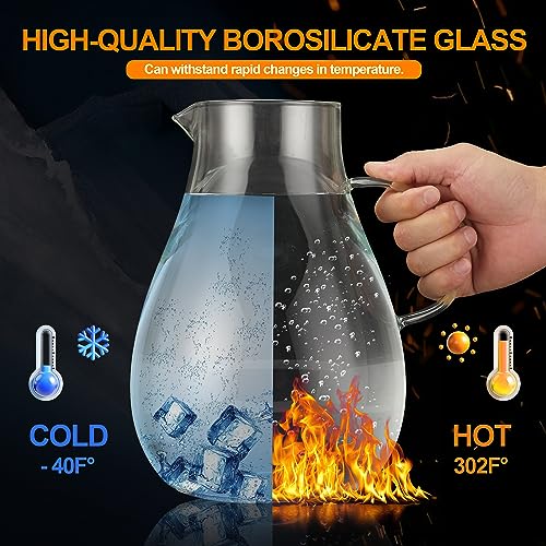 1 Gallon Glass Pitcher with Lid and Handle