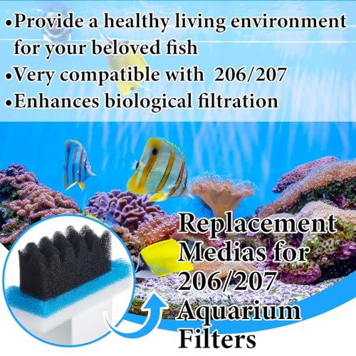 6 Pcs Aquarium Filters Bio Sponge Sets Compatible with Fluval 206 (6 Count)