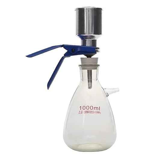 Glass Filtration Apparatus – Stainless Steel Filter Cup Vacuum Filtration Kit with 1000ml Flask and Funnel, 50mm Filter Membrane for Lab Use