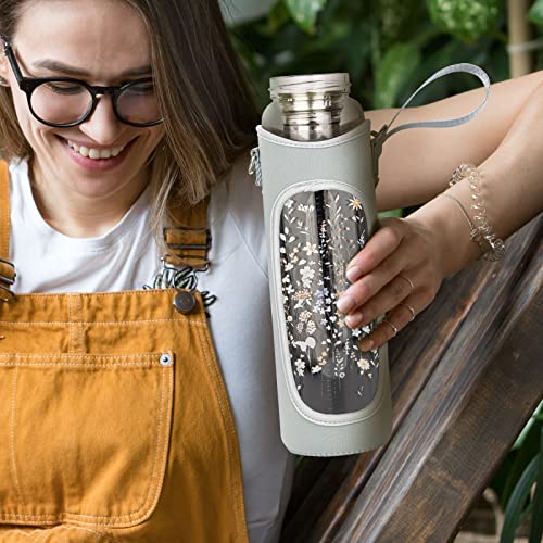 32oz Borosilicate Glass Water Bottle with Tea Infuser