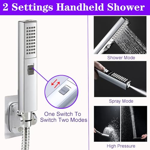 8"High Pressure Square Rain Shower Head and 2