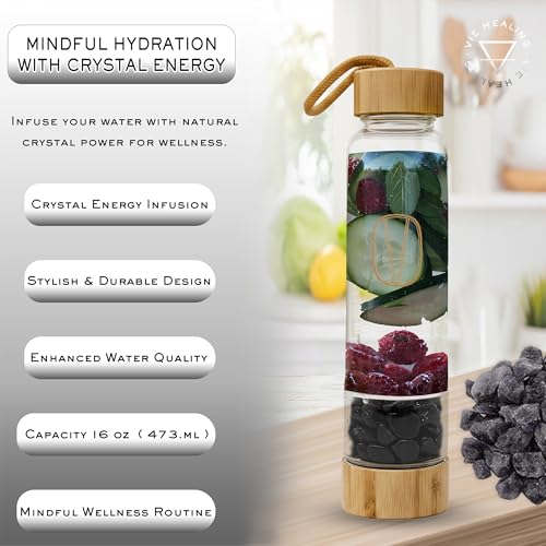 Gem Infused Obsidian Glass Water Bottle