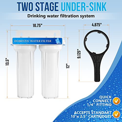 2 Stage Under Sink Drinking Water Filtration System Lead