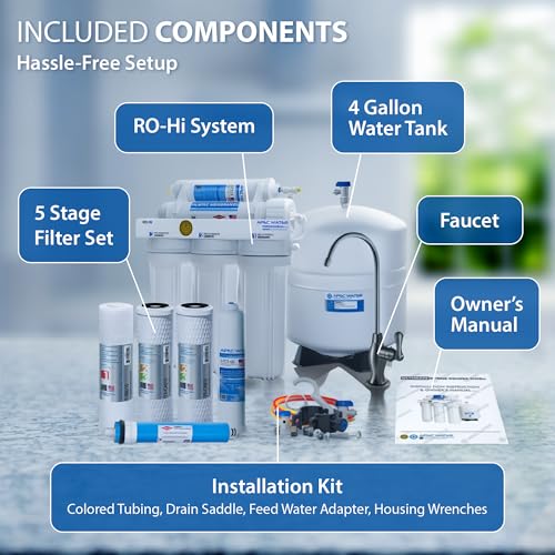 RO-Hi, 5-Stage Under Sink Reverse Osmosis System, 3/8" Output
