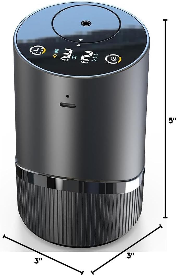 Waterless Essential Oil Diffuser -Aroma Diffuser, Portable Smart Scent Air Machine 1/2/3 & Continuous Mist, Anti-TIPP, Timer Setting and Auto-Off Function (Black)
