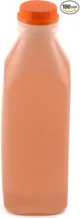 EcoQuality Empty Plastic Juice Bottles with Tamper Evident Caps 32 OZ - Smoothie Bottles - Ideal for Juices, Milk, Smoothies, Picnic's and even Meal Prep Juice Containers (32 Ounce) (100)