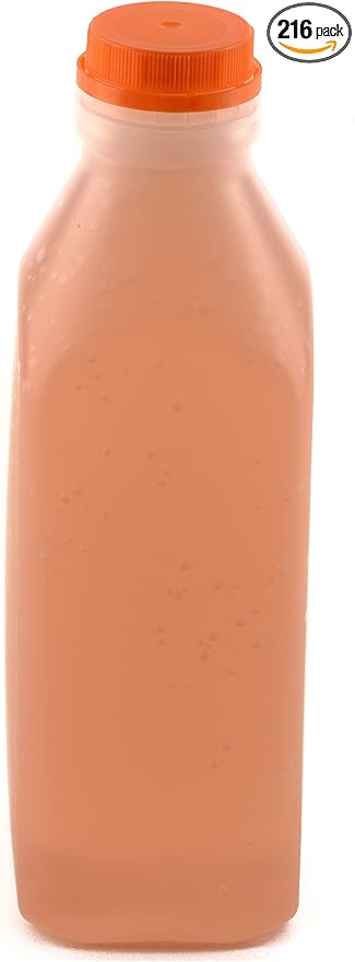 EcoQuality Empty Plastic Juice Bottles with Tamper Evident Caps 32 OZ - Smoothie Bottles - Ideal for Juices, Milk, Smoothies, Picnic's and even Meal Prep Juice Containers (32 Ounce) (216)