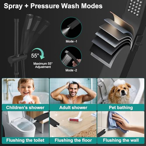 All Metal 12 Inch Rain Shower Head with Handheld Spray Combo