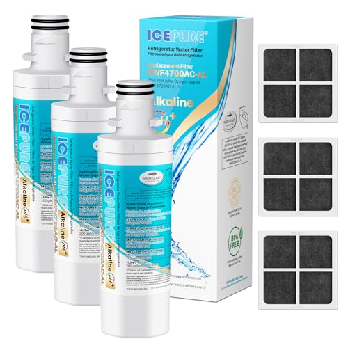 Alkaline LT1000PC Refrigerator Water Filter and Air Filter Replacement for LG LT1000P (3 Count)