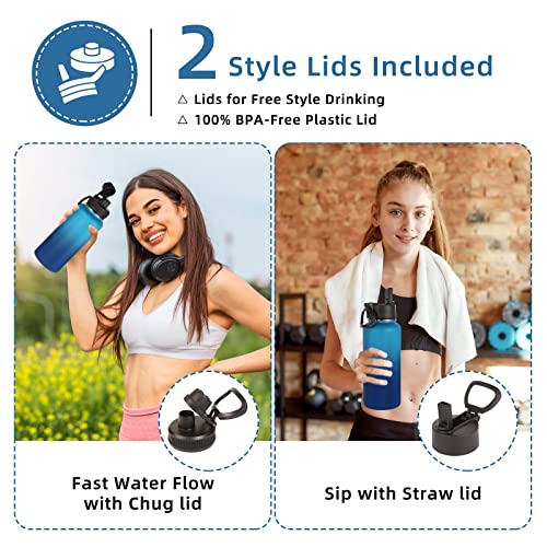32 oz Water Bottle with Straw Lid & Spout Lid