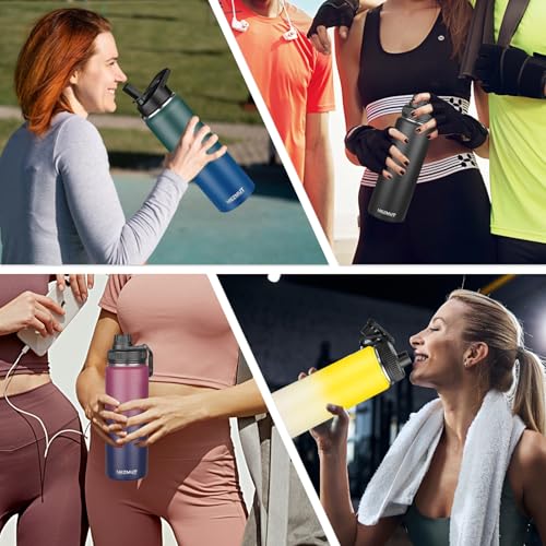 24oz Sports Insulated Water Bottle for School with 2 Lids (24 Count)