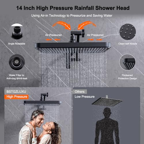 Black Large High Pressure Filtered Shower Head with Handheld