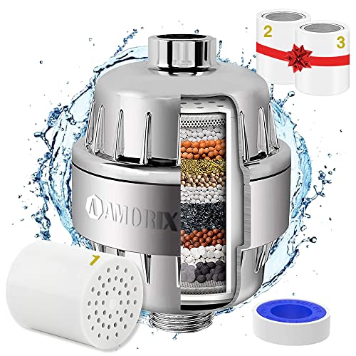 High Output Chrome 15 Stage Shower Head Filter for Hard Water (3 Count)