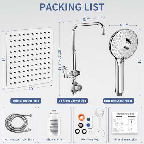 Filtered Rain Shower Head with Handheld Spray Combo
