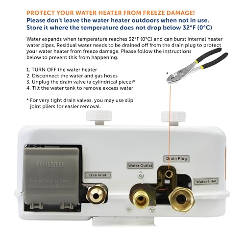 YSNAZ132 Portable Tankless Water Heater Propane Gas 5L 1.32GPM at 34