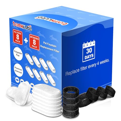 Official Tomxcute Cat Water Fountain Replacement Filters (8 Count)