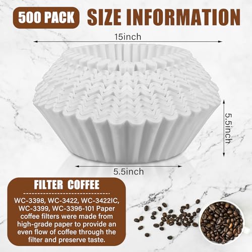500 Pcs Extra Large Coffee Filters Disposable White Commercial Paper Filters for Coffee Brewing (500 Count)