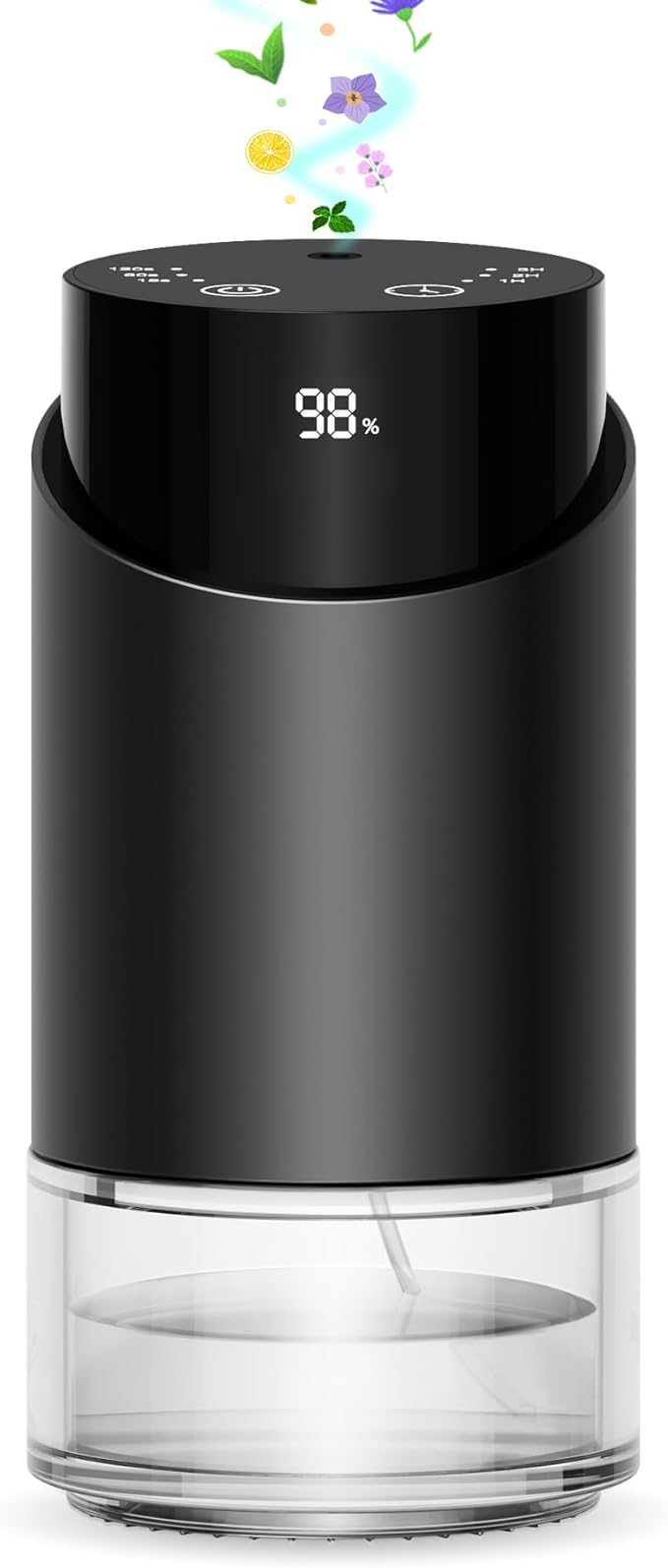 Waterless Essential Oil Diffuser Aromatherapy Scent Diffusers for Home Large Room, Car, Office, Desk, Mini Battery Operated Cordless Air Freshener, 4 Timers & 3 Mist Levels, 100ml Capacity (Black)
