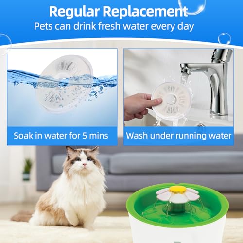 6+2 Pack Cat Water Fountain Replacement Filters for Catit 3L Flower Fountain (6 Count)