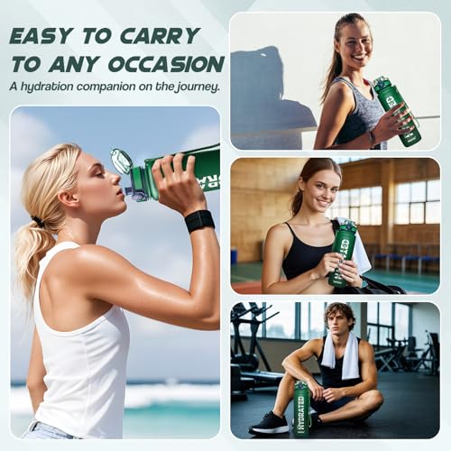 Water Bottle 32 oz Motivational Time Marker Tritan Bottle