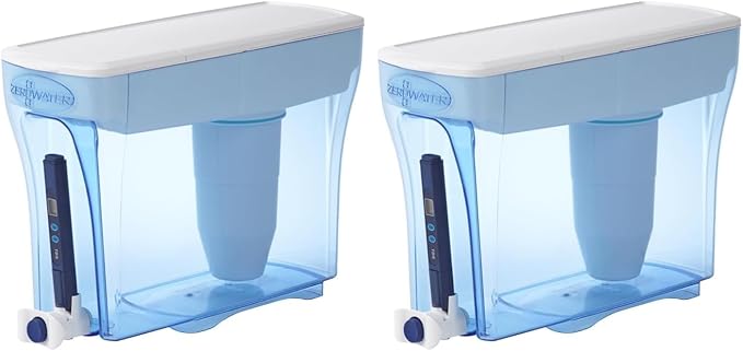 ZeroWater 23-Cup Dispenser Ready-Pour 5-Stage Water Filter with 0 TDS Water Filter – IAPMO Certified to Reduce Lead,Chromium,and PFOA/PFOS,(Pack of 2)