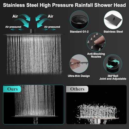 All Metal 12 Inch Rain Shower Head with Handheld Spray Combo
