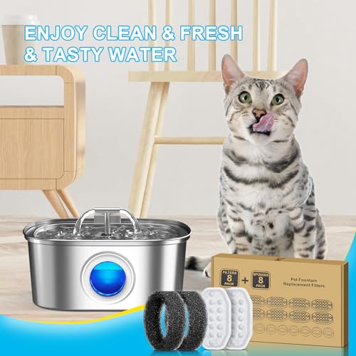16 Pcs Cat Water Fountain Filters for Rellaty & Neareal Pet Fountains (8 Count)