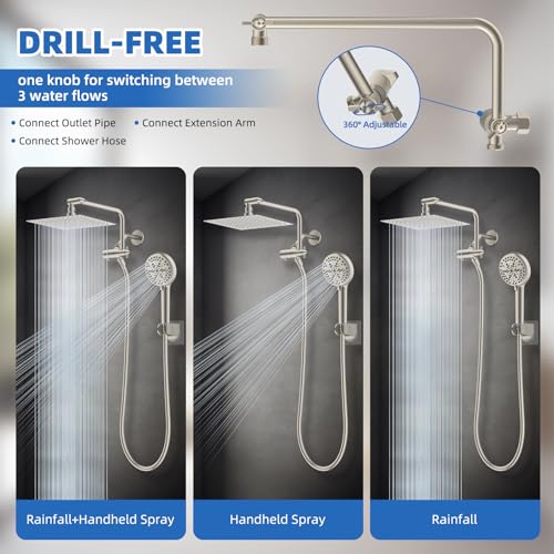 10" Metal Rainfall Shower Head with 10