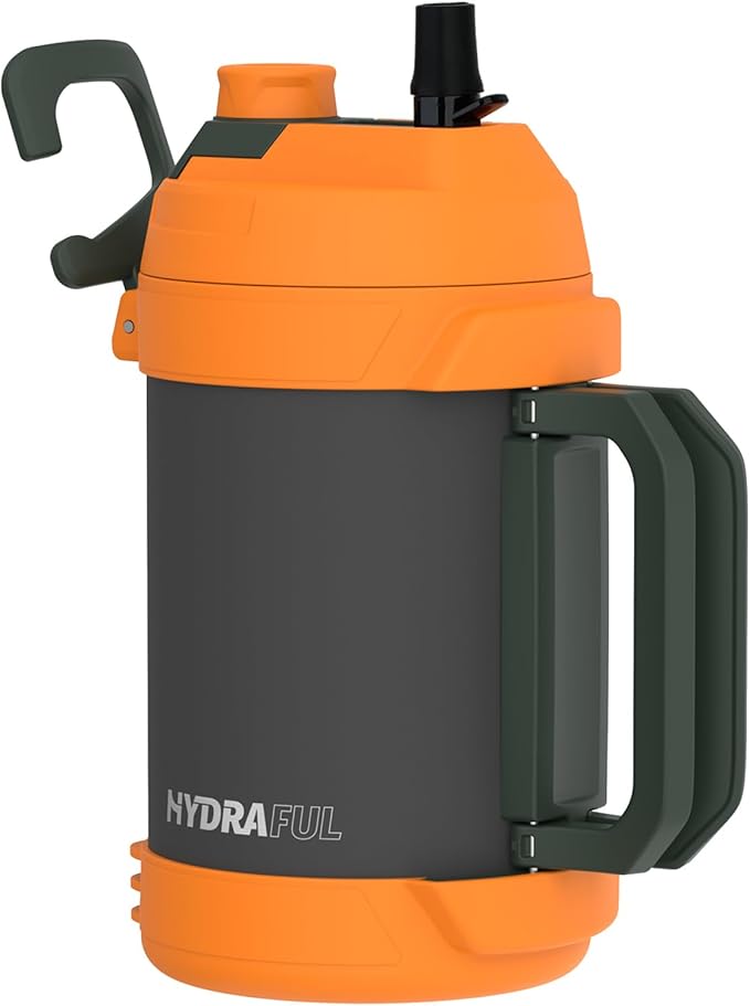 Hydraful 1 Gallon Water Jug, 128 oz Large Insulated Stainless Steel Sports Water Jug, Large Triple Wall Vacuum Insulation Water Bottle-Keeps Cold up to 48 Hrs-Sweat Proof, for Gym, Hiking & Camping