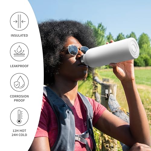 12 oz Water Bottle Stainless Steel with Handle
