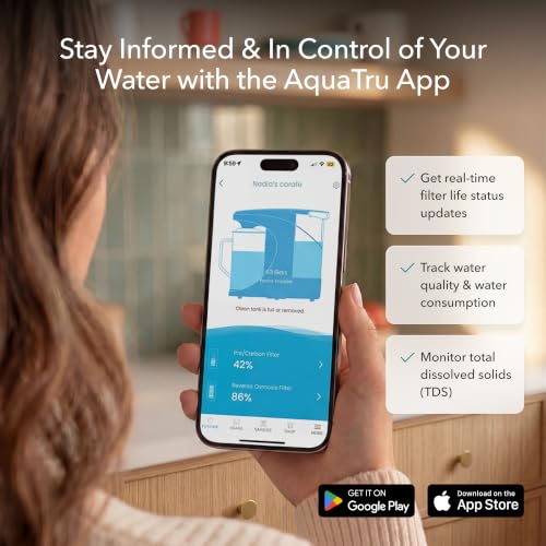 AquaTru Glass Carafe Smart Alkaline Countertop RO Purifier