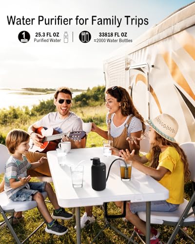 Portable Camping Water Purifier Dual 0.01 Micron Water Filtration System for Outdoor Backpacking