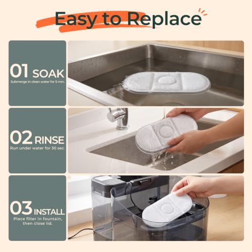 6 Pack Replacement Filter Set for 11L Large Dog Water Fountain