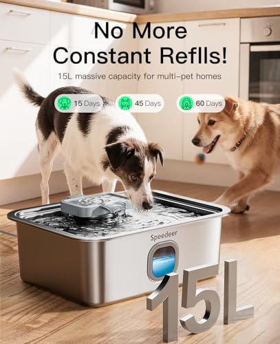 4Gal 15L Dog Water Fountain for Large Dogs
