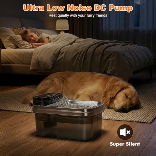 9L Elevated Stainless Steel Dog Water Fountain with Filter