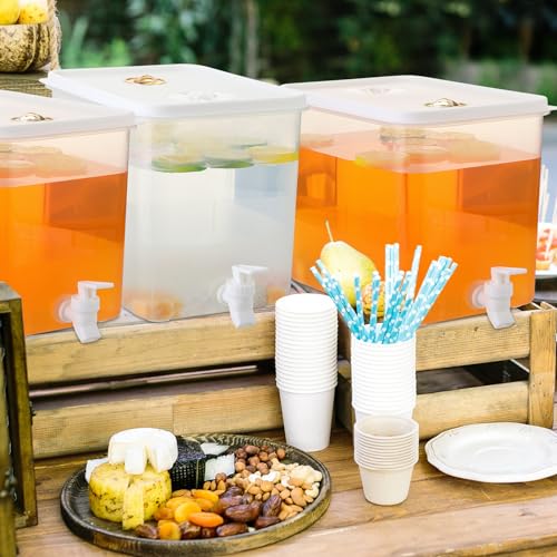 4 Pack 2 Gallon Fridge Beverage Drink Dispenser with Spigot Leak