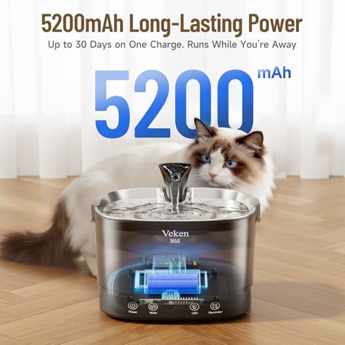 85oz 2.5L Cordless Cat Water Fountain for Cats