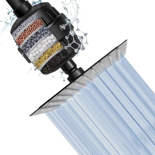 Square Shower Head and 15 Stage Shower Filter Combo