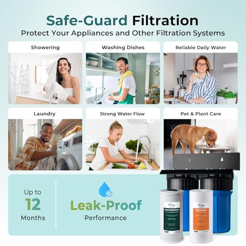 WGB21B-CPB 2-Stage Whole House Water Filtration System Reduces Cadmium, Mercury, Sediments, Chlorine, and up to 99% Lead, 1" Inlet/Outlet Ports